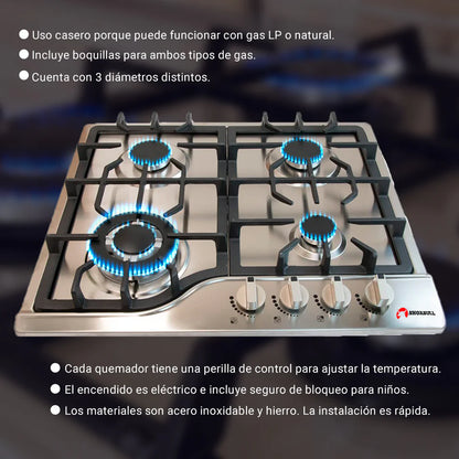 🔥 Parrilla Estufa 4 Quemadores Shorbull