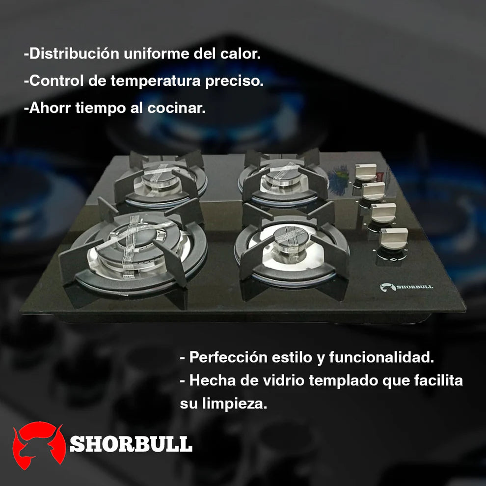 🔥 Parrilla Estufa 4 Quemadores Shorbull