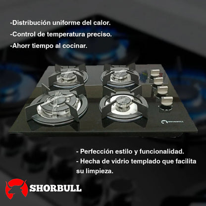 🔥 Parrilla Estufa 4 Quemadores Shorbull