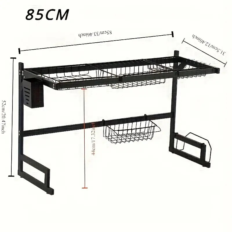 Estante de Cocina de Dos Niveles – Escurridor Elegante y Multifuncional de Acero Inoxidable