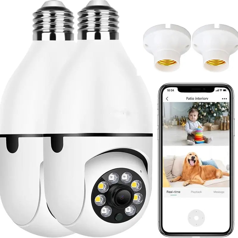 Cámara Bombillo Robótica Wi-Fi 360° con Visión Nocturna y Detección de Movimiento