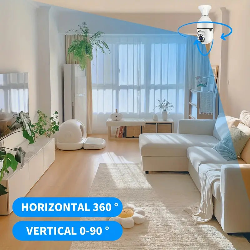 Cámara Bombillo Robótica Wi-Fi 360° con Visión Nocturna y Detección de Movimiento